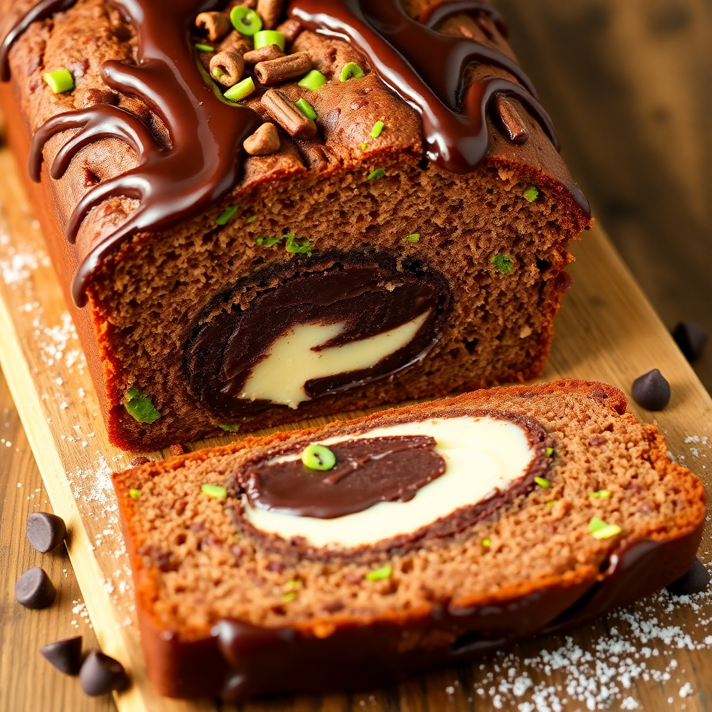 Chocolate Cream Cheese Zucchini Bread with Swirls of Frosting