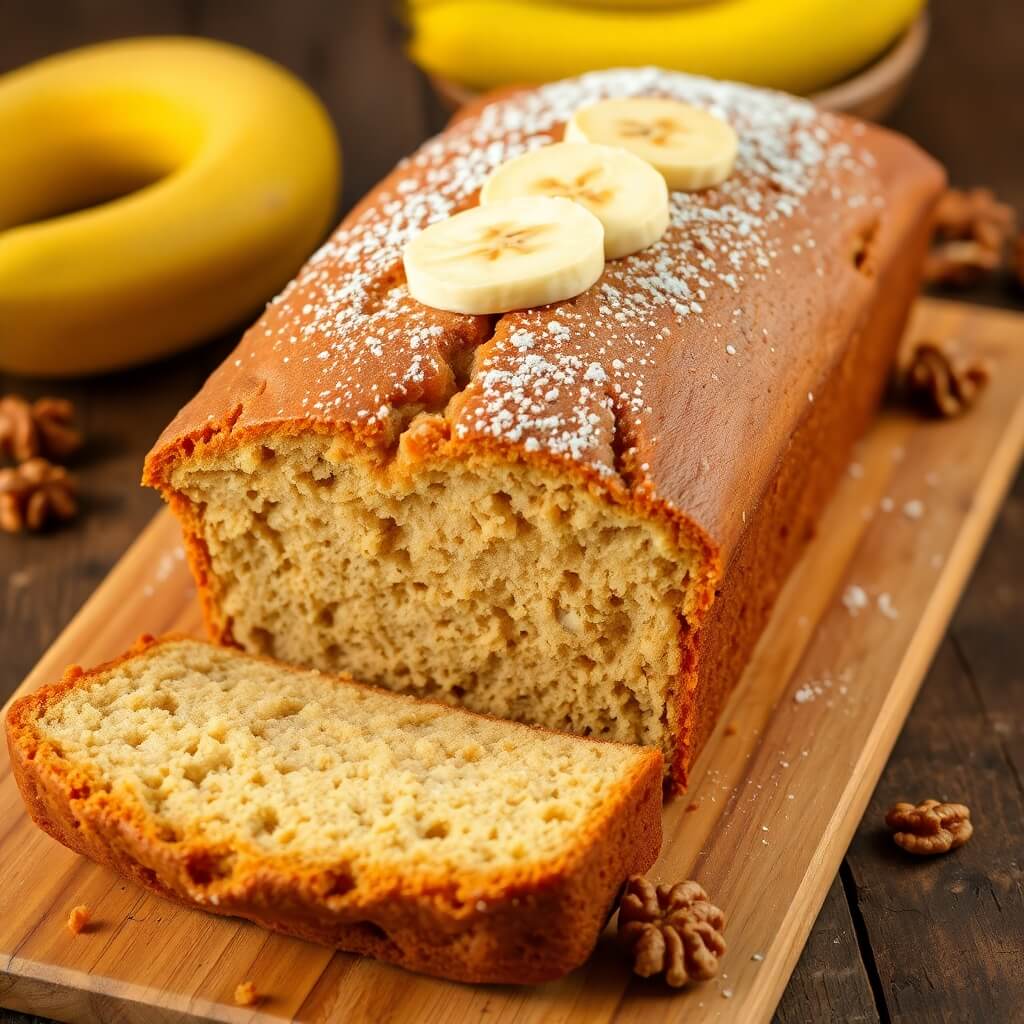 Slice of Fage Greek Yogurt Banana Bread with Walnuts