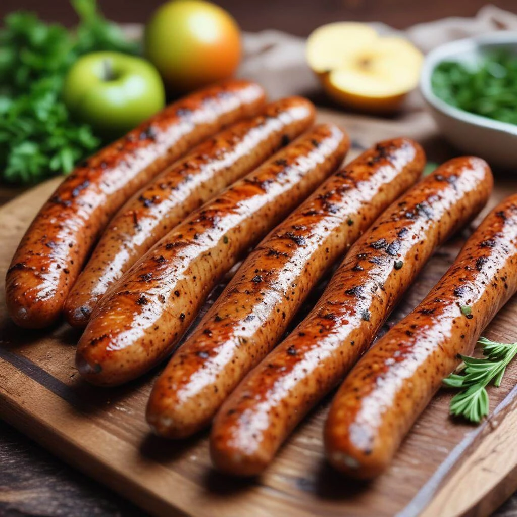 Homemade Chicken Apple Sausages on a Plate