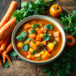 "Healthy Chopt Soup in a Bowl with Fresh Vegetables"