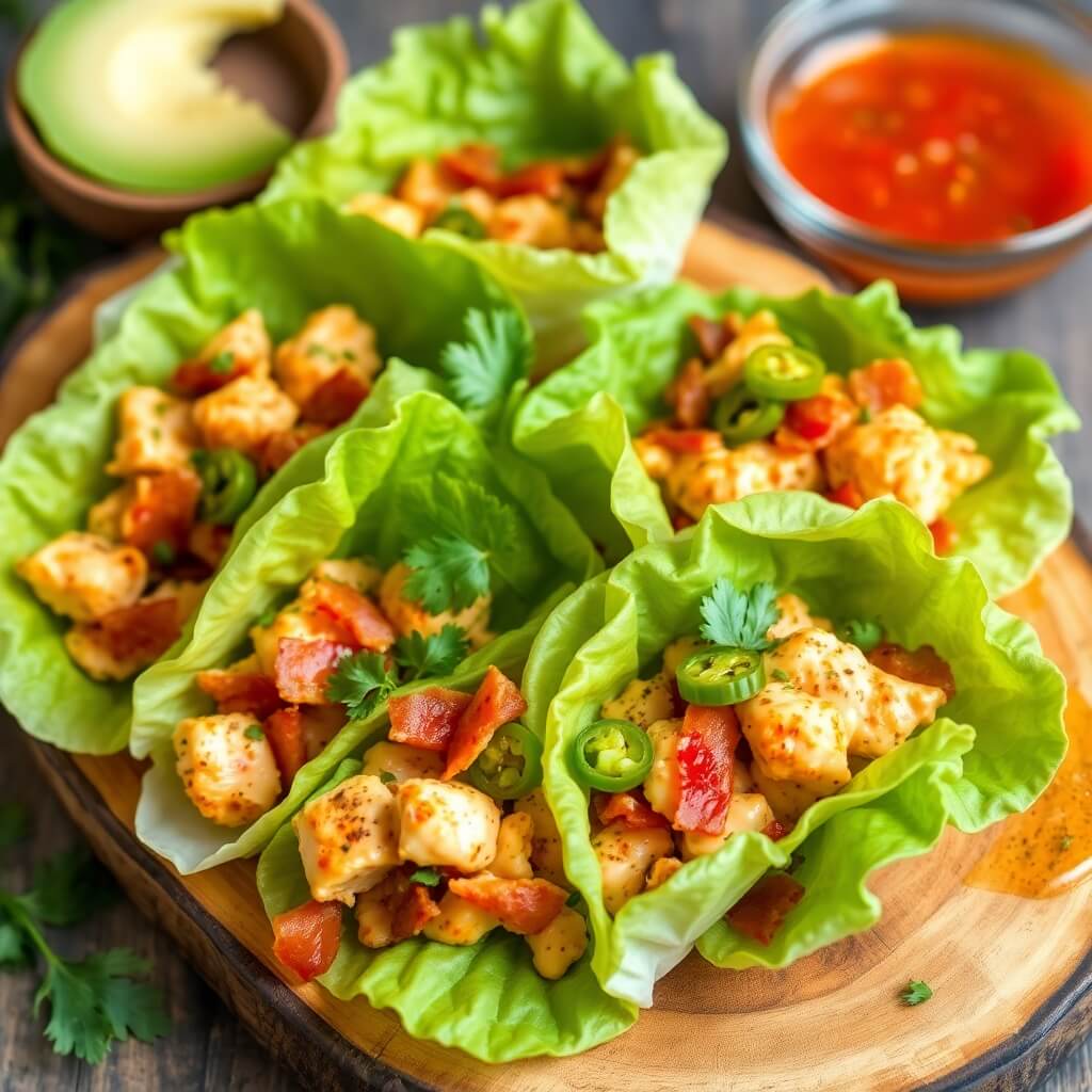 Jalapeno Popper Chicken Lettuce Wraps Ready to Serve