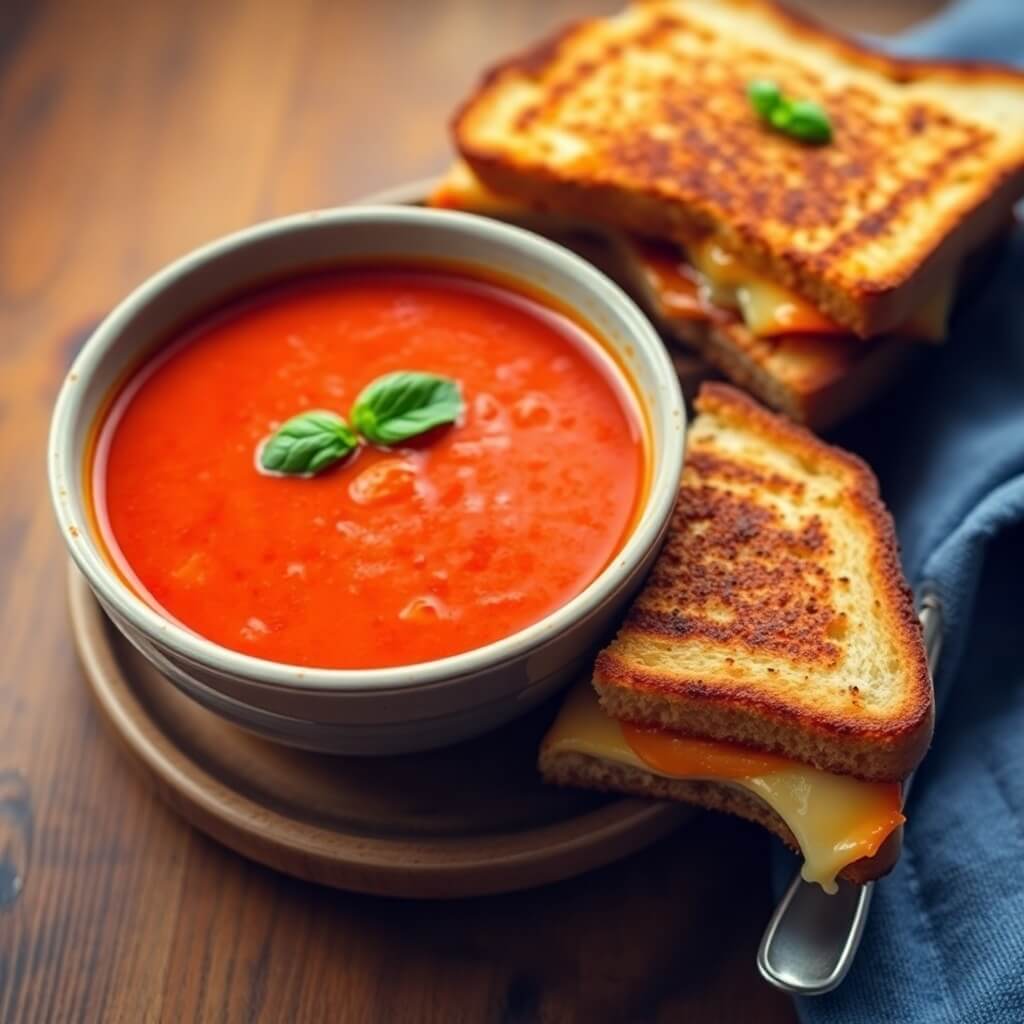 Classic Tomato Soup with Grilled Cheese Sandwich for Comforting Meals