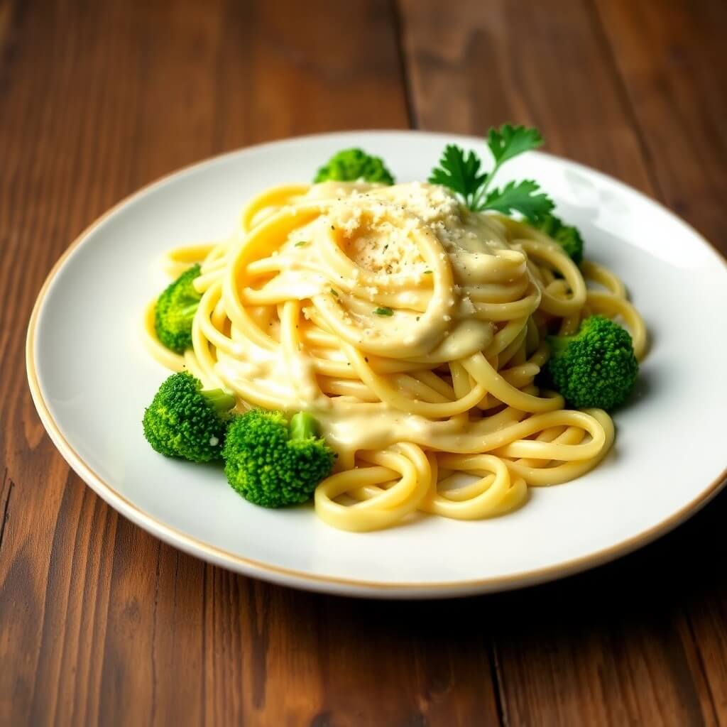 Healthy Broccoli Alfredo Pasta with Creamy Parmesan Sauce