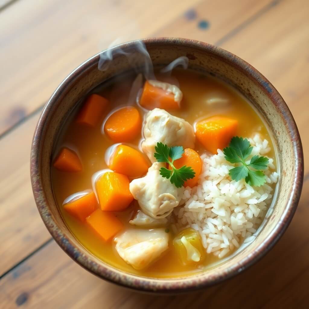 Homemade Chicken Soup with Rice and Vegetables