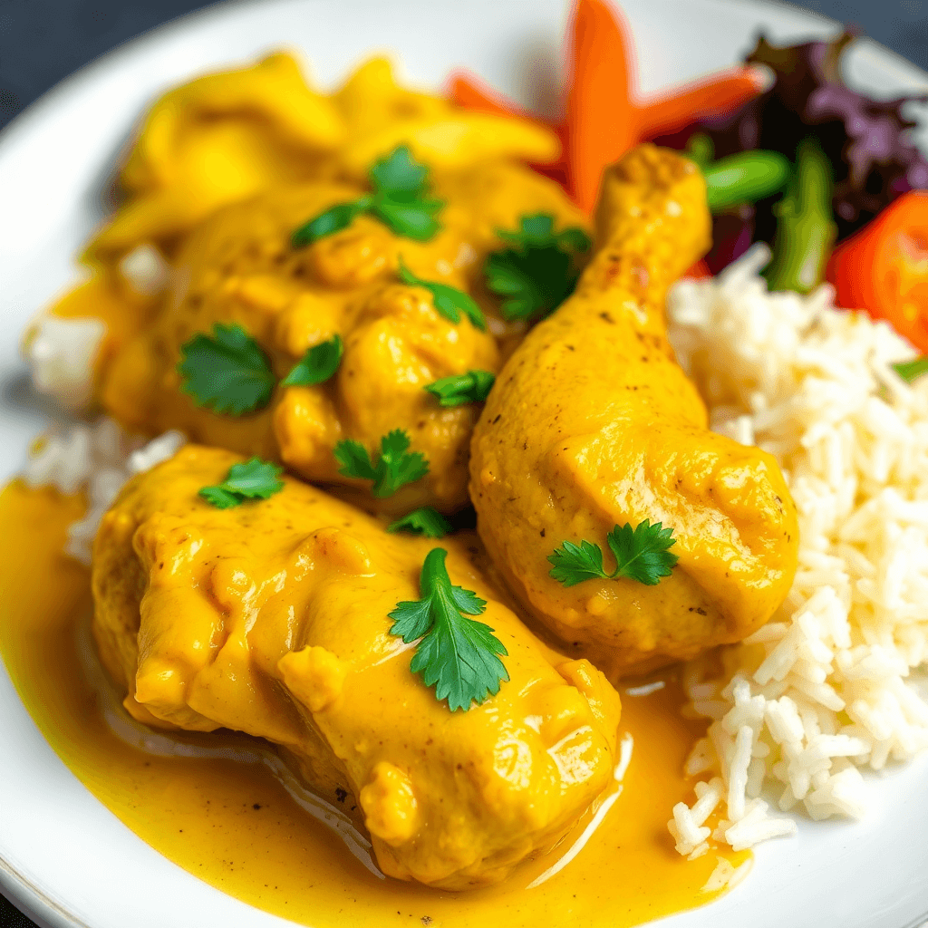 Churu Chicken Amarillo with Aji Amarillo Sauce and Rice