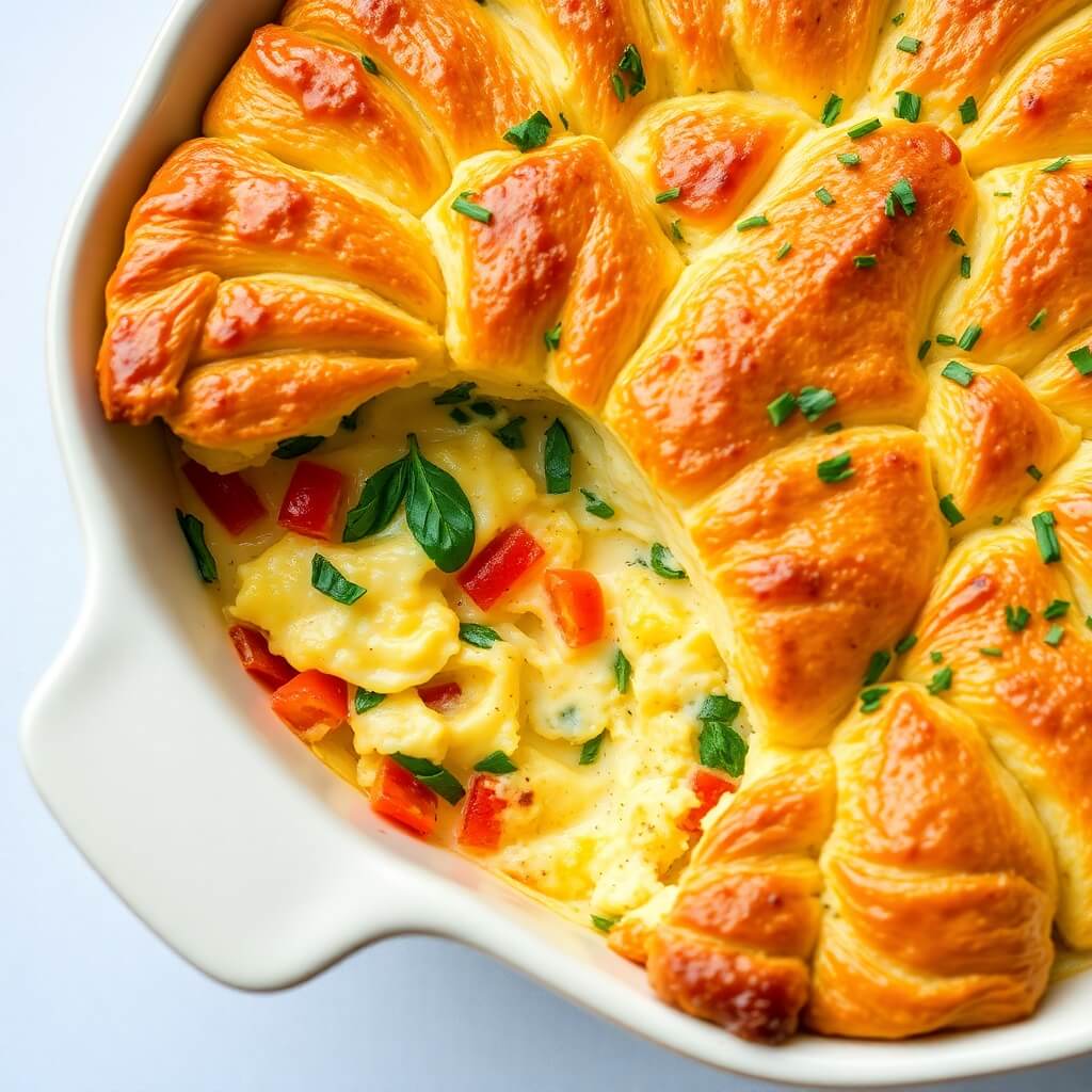 Warm and Savory Croissant Breakfast Casserole Ready to Serve

