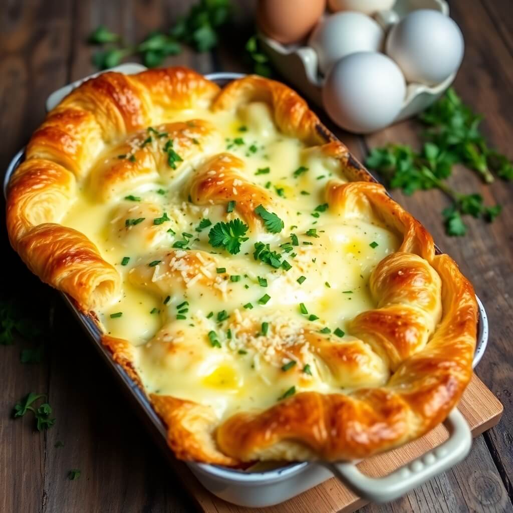 Delicious Croissant Breakfast Casserole Freshly Baked for Brunch