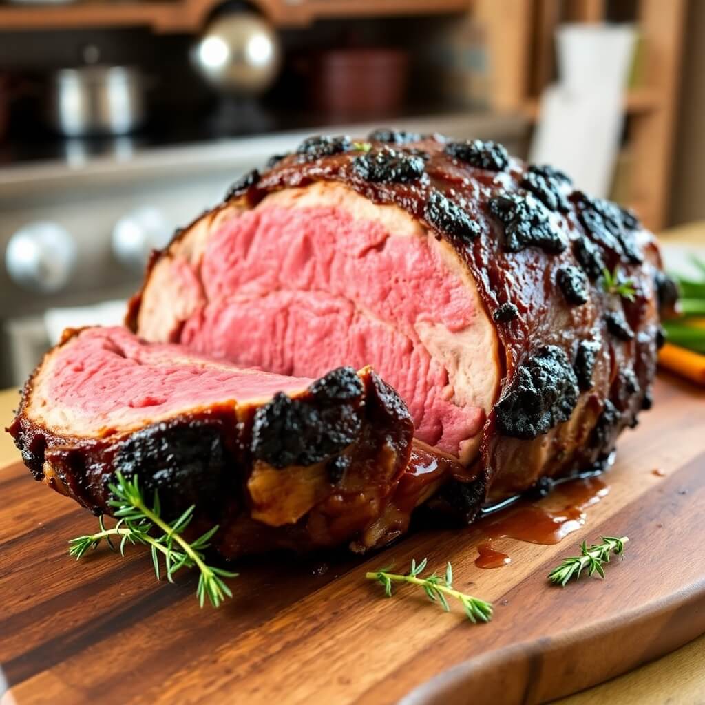 Perfectly Cooked Dutch Oven Prime Rib with Crispy Crust and Tender Interior