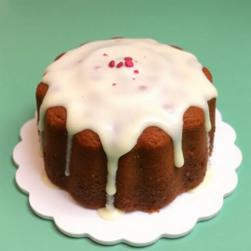 Ramsay’s chocolate cream cheese pound cake topped with rich frosting.